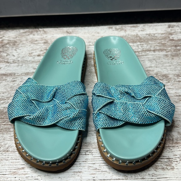 VINCE CAMUTO KEVIND BLING ULTRA CORAL SLIDE SANDALS SZ 9.5 - Picture 10 of 11